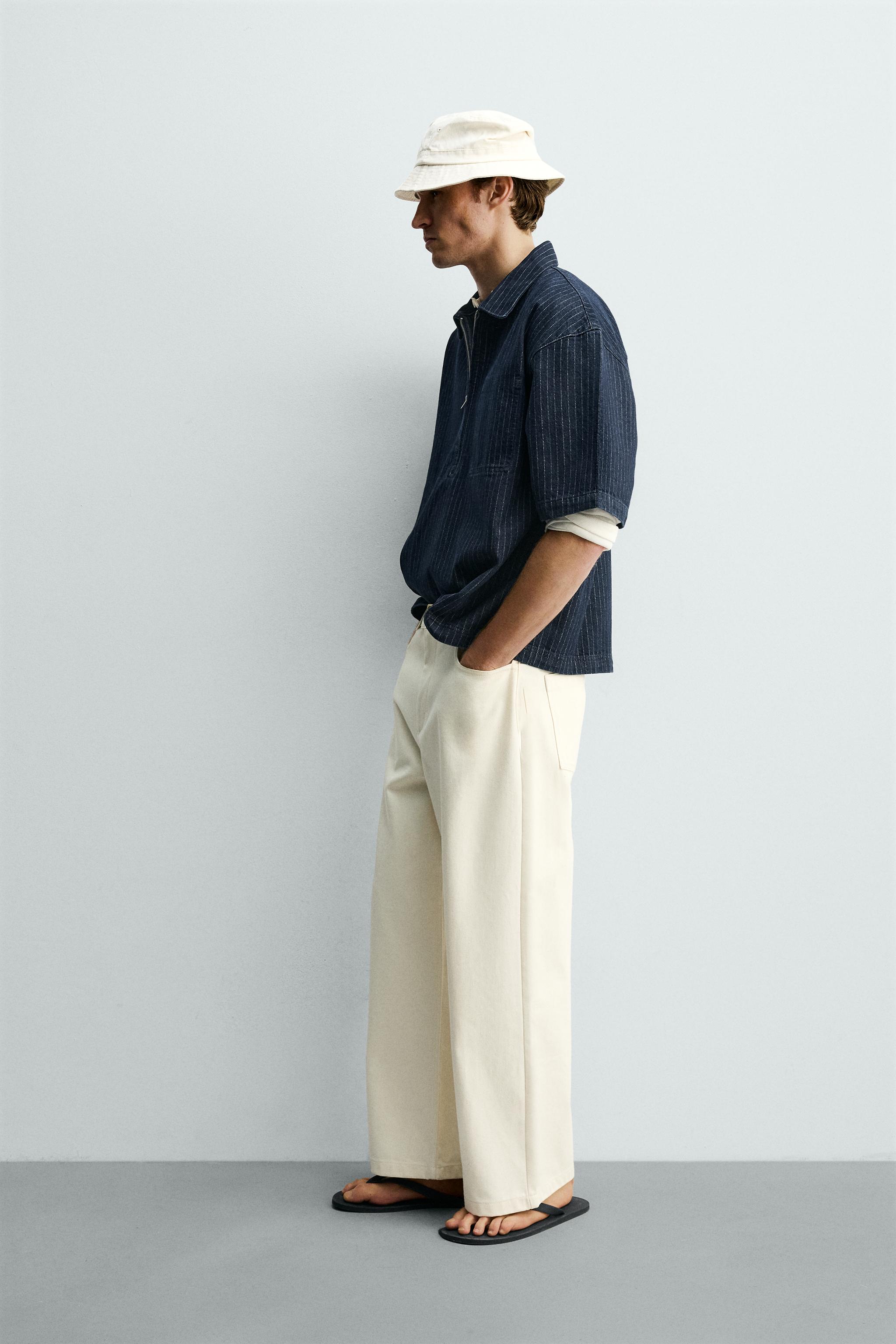 STRIPED DENIM POLO SHIRT
